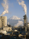 Factory and Mount Fuji, Honshu, Japan Photographic Print