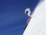 Skiing Down a Sharp Incline Photographic Print