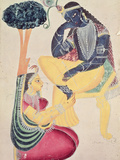 The God Krishna with His Mortal Love, Radha Giclee Print