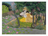 Radha and Krishna Embrace in a Grove of Flowering Trees, c.1780 Reproduction procédé giclée