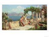 Figures on a Terrace in Capri Giclee Print by Robert Alott
