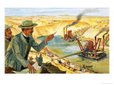 Building the Suez Canal reproduction procédé giclée par T. S. La Fontaine