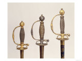 Hilts of Three French Swords: Steel, c.1730, Steel and Gold, c.1760, Chiselled Steel, c.1780 Giclee Print