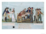 Woman Promising to Marry Suitor After War, Citizens Donating Clothes, Guards Near Cannon, c.1792 Giclee Print by Le Sueur Brothers 