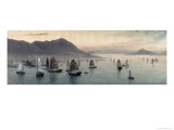Junks in the Bay Before Victoria Peak Giclee Print by E. Kato