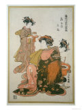 Three Women Preparing a Meal, 19th Century Giclee Print by Koriusai 