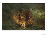 Battle Between the French Frigate Arethuse and the English Frigate Amelia Islands of Loz, 1813 Giclee Print by Louis Philippe Crepin Battle Between the French Frigate Arethuse and the English Frigate Amelia Islands of Loz, 1813 Giclee Print by Louis Philippe Crepin