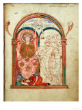 Monks of Christchurch, Canterbury, Offering Gifts to St. Benedict Reproduction procédé giclée par Eadui 