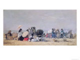 Beach Scene, Trouville, 1873 Giclee Print by Eugène Boudin