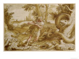 Cadmus About to Attack a Dragon Giclee Print by Hendrik Goltzius