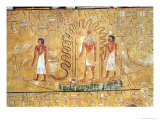 The Sun God Ra in His Solar Barque, Protected by the Coils of a Serpent, from the Tomb of Seti I Giclee Print by Egyptian 19th Dynasty 