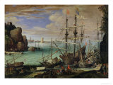 Scene of a Sea Port reproduction procédé giclée par Paul Brill Or Bril