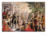 St. Sebastian as Officer of the Praetorian Guard Taking Leave of His Family, His Martyrdom Beyond Giclee Print by Lambert Van Noort