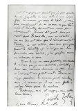 Letter from Zola to Edouard Manet reproduction procédé giclée par Emile Zola
