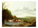 Landscape with a Herdsman and Cattle Giclee-trykk av Anthonie Van Borssom