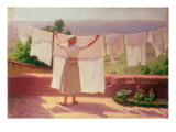 Washing in the Sun Giclee Print by Angelo Morbelli