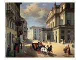 Front of La Scala Theatre, 1852 Reproduction procédé giclée par Angelo Inganni