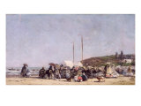 The Beach at Trouville, 1864 reproduction procédé giclée par Eugène Boudin