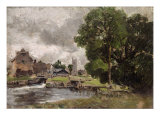 L'écluse et le moulin de Dedham reproduction procédé giclée par John Constable