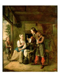 Warrior and Servant, 1653 Lámina giclée por Pieter de Hooch