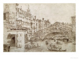 The Rialto Bridge, Venice Giclee Print by Francesco Guardi