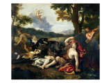 Adonis Killed by a Wild Boar reproduction procédé giclée par Francesco Albani