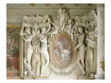 Female Figures and Cherubs Surrounding a Painting of Alexander the Great Giclee Print by Francesco Primaticcio