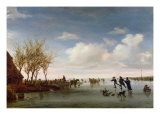 Dutch Landscape with Skaters Giclée-Druck von Salomon van Ruysdael