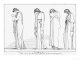 Electra and Chorus Bearing Vessels For Libation on Tomb of Agamemnon, The Choephori by Aeschylus Reproduction procédé giclée par John Flaxman