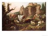Farm Animals in a Landscape, 1685 Giclee Print by Johann Heinrich Roos