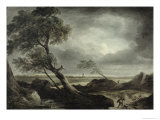 Landscape with Village: Stormy Effect Giclee-trykk av Benjamin Barker