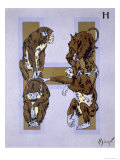 Capital Letter H, from L'Art Croquis D'Animaux, Published Paris, c.1920 Giclee Print by Jean Saude