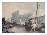 Fishing Boats Unloading Lámina giclée por John Augustus Atkinson Fishing Boats Unloading Lámina giclée por John Augustus Atkinson