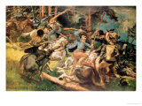 Hungarian Hussars and Russian Cossacks Fighting in the Carpathian Mountains in 1915 Giclee Print by Viktor Tardos