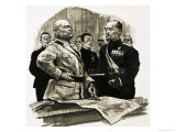Unidentified Officer Points to a Spot on a Map Giclee Print by Ralph Bruce