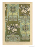 Flowers, Plate 25, Fantaisies Decoratives, Librairie de l'Art, Paris, 1887 reproduction procédé giclée par Jules Auguste Habert-dys