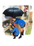 Schoolboy and Schoolgirl Feeding Their Guinea Pigs Giclee Print by Clive Uptton