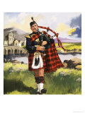Scotsman Playing Bagpipes Giclee Print