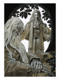 Merlin and Vivian, the Fairy Lady of the Lake reproduction procédé giclée par Richard Hook