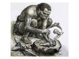 Primitive Man Fashioning Weapons Giclee Print by Ken Petts