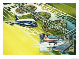 Hawker-Siddeley 141 Approaching Dallas Airport Giclee Print by Gerry Wood
