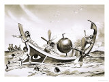Unidentified Egyptian Experimental Boat with Steam-Powered Paddles Giclee Print by Angus Mcbride