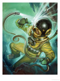 Air Hose Snaps Loose from a Diver's Suit Giclee Print by Angus Mcbride