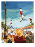 The Flying Pole Dance from Mexico Giclee-trykk av Robert Brook