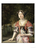 Portrait of a Lady Wearing a Red and White Dress reproduction procédé giclée par Matthys Naiveu