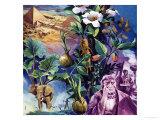 Unidentified Montage of Plants, Elephant and Pyramid Giclee Print by Gerry Wood