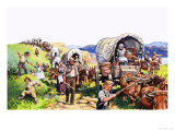 Unidentified Wagon Train Scene Giclee Print by Harry Green