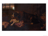 Dogs Gnawing Joints of Meat reproduction procédé giclée par Frans Snyders