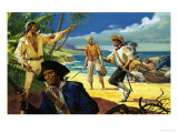 Mutineers from the Bounty Land on Pitcairn Island Giclee-trykk av Severino Baraldi Mutineers from the Bounty Land on Pitcairn Island Giclee-trykk av Severino Baraldi