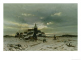 Village in the Snow Giclee Print by Friedrich Heydendahl